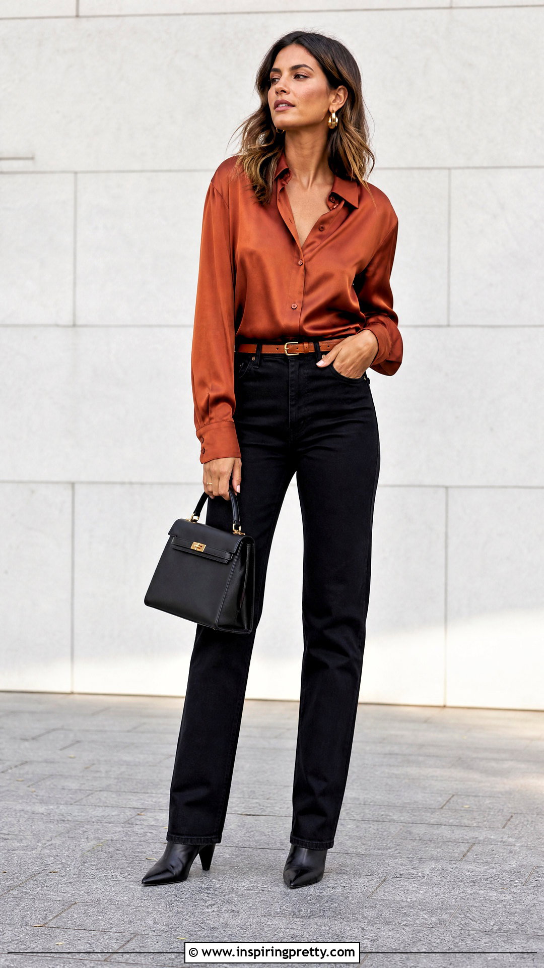 Rust Top With Black Jeans - How To Style Rust Tops (20 Ways)