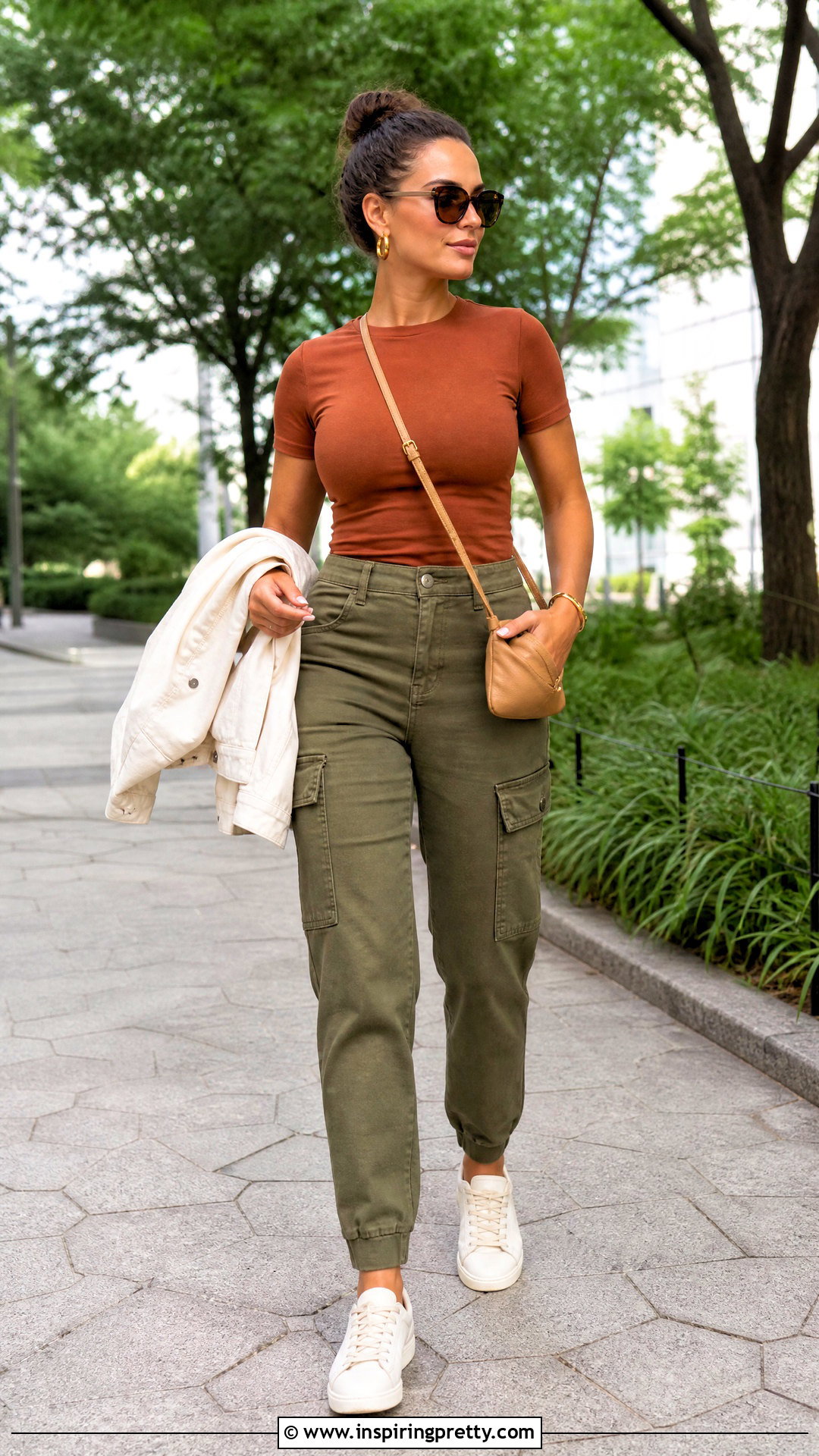 Rust Top With Olive Cargo Pants - How To Style Rust Tops (20 Ways)