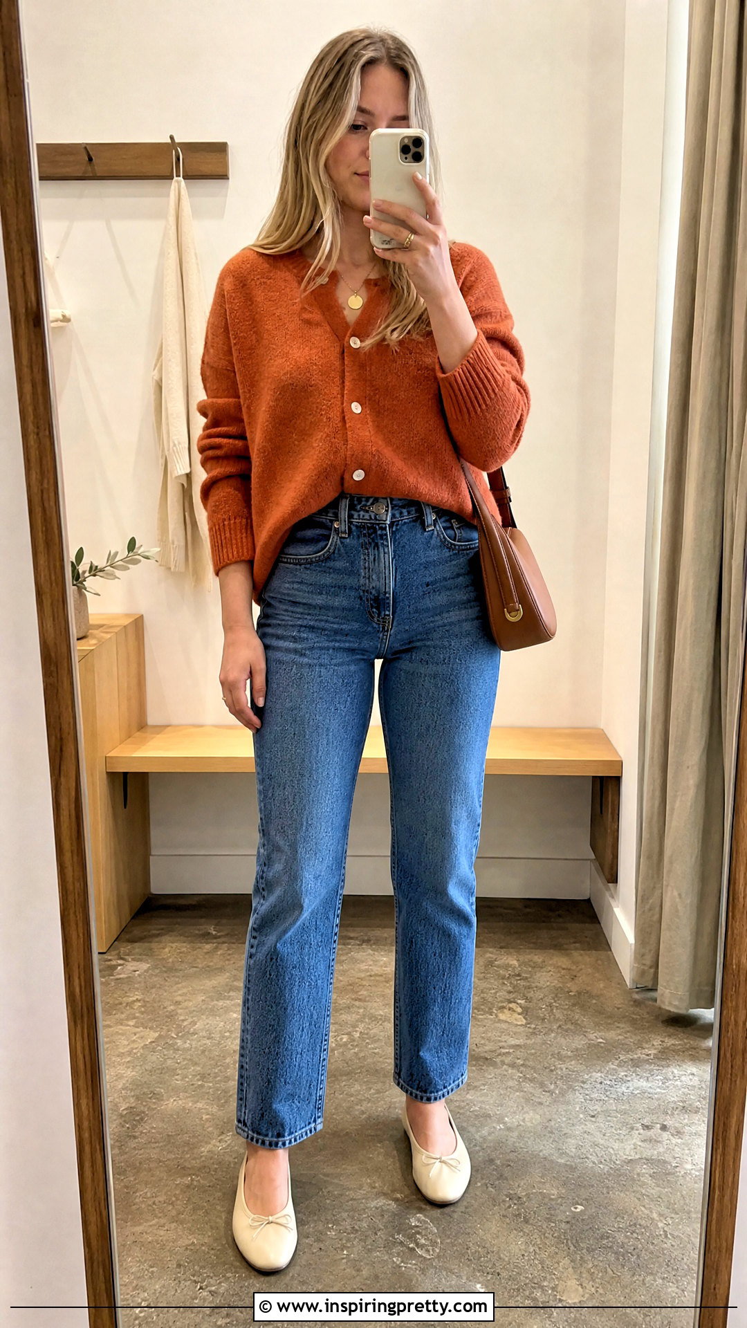 Rustic Orange Cardigan With Blue Jeans - 20 rustic orange fashion top outfit ideas