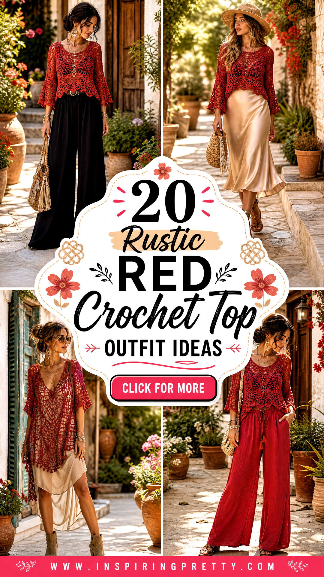 20 Rustic Red Crochet Top Outfit Ideas for Charming Boho Style - 20 Rustic Red Crochet Top Outfit Ideas for Charming Boho Style