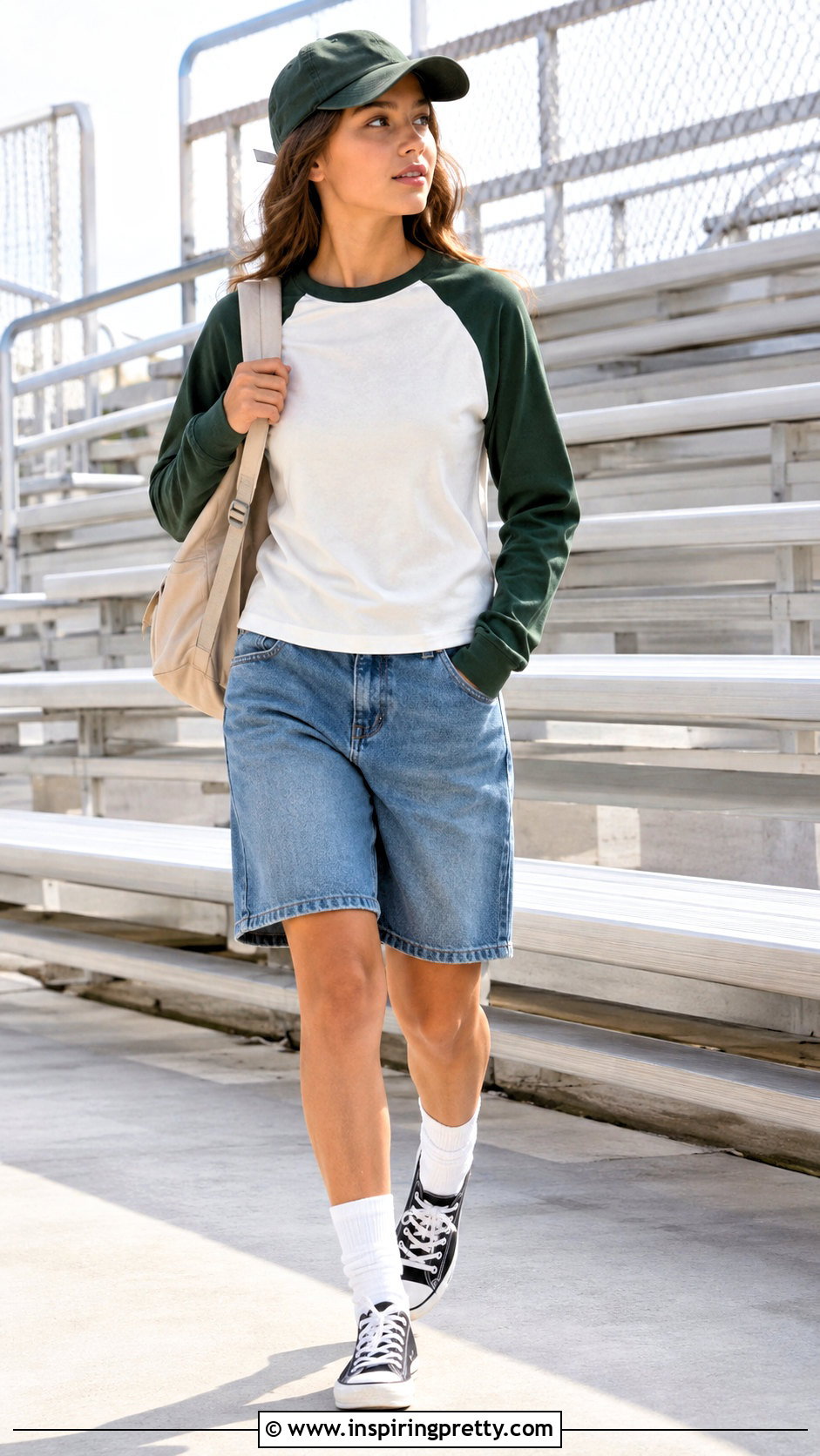 SHEIN Baseball Tee With Denim Shorts - 25 shein tops for teens