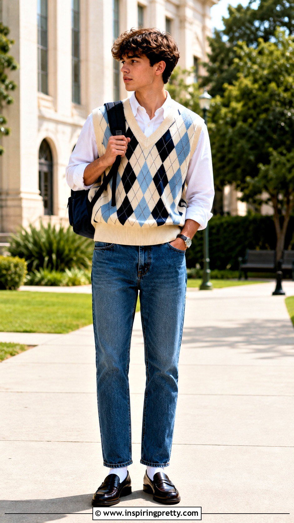 SHEIN Sweater Vest With White Button Down - 25 shein tops for teens