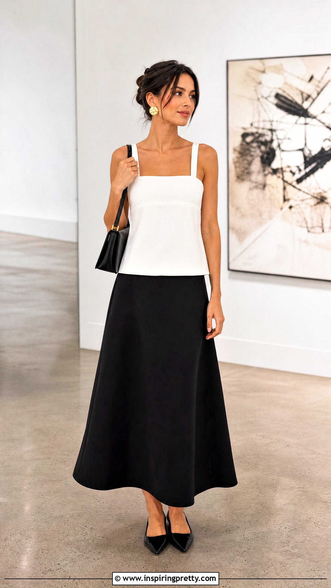 STAUD Luna Top With Black Maxi Skirt - 20 Staud Luna Top outfit ideas