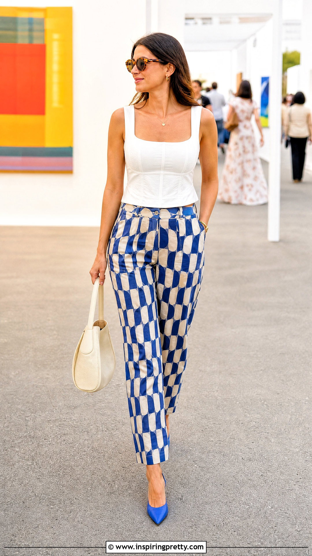 STAUD Luna Top With Printed Pants - 20 Staud Luna Top outfit ideas
