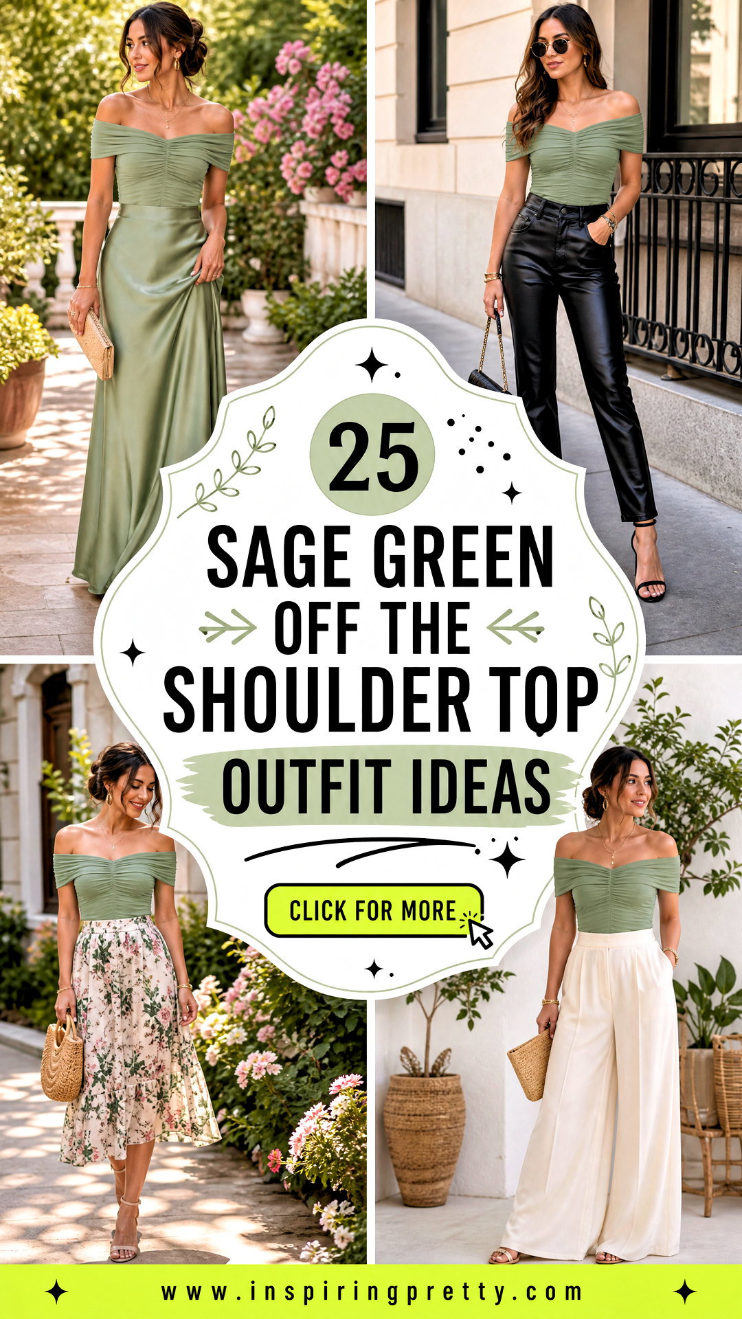 25 Sage Green Off the Shoulder Top Outfit Ideas for Summer - 25 Sage Green Off the Shoulder Top Outfit Ideas for Summer