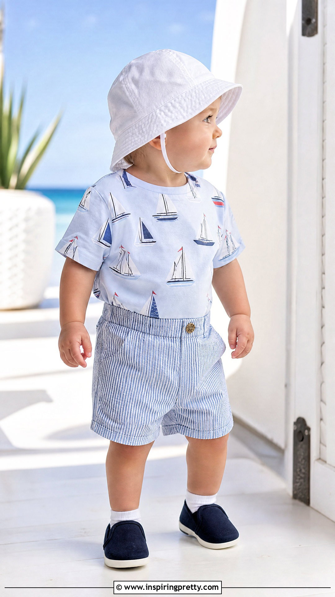 Sailboat Baby Top With Seersucker Shorts - 50 baby tops designs
