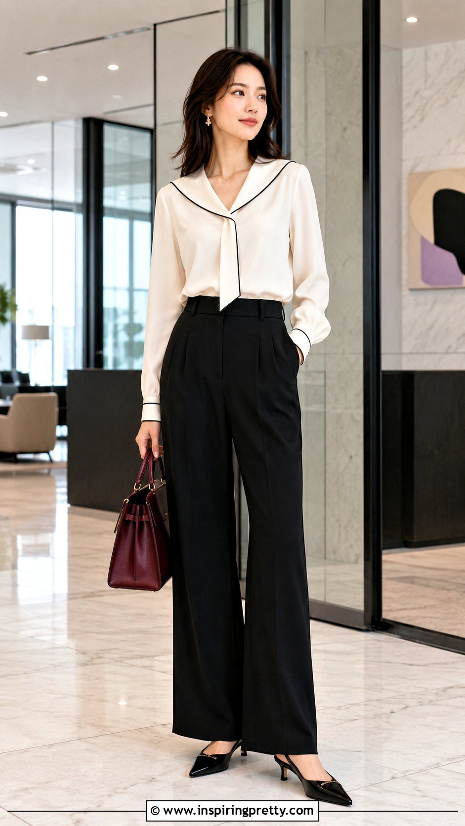 Sailor Uniform Top With Black Wide Leg Trousers - 25 sailor uniform top outfit ideas