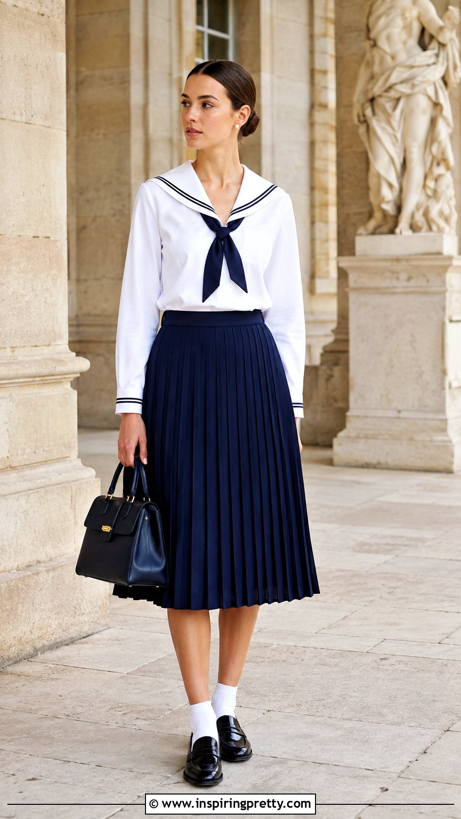 Sailor Uniform Top With Pleated Navy Skirt - 25 sailor uniform top outfit ideas