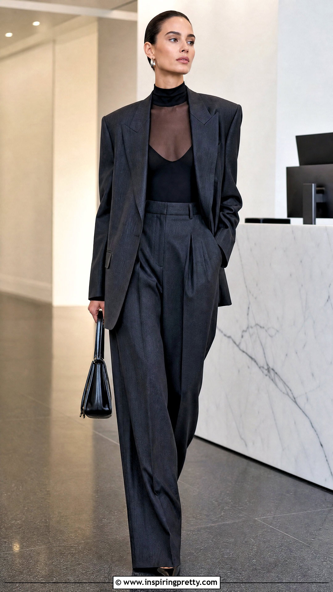 Saint Laurent Sheer Top With Suit - 20 Saint Laurent Sheer Top outfit ideas