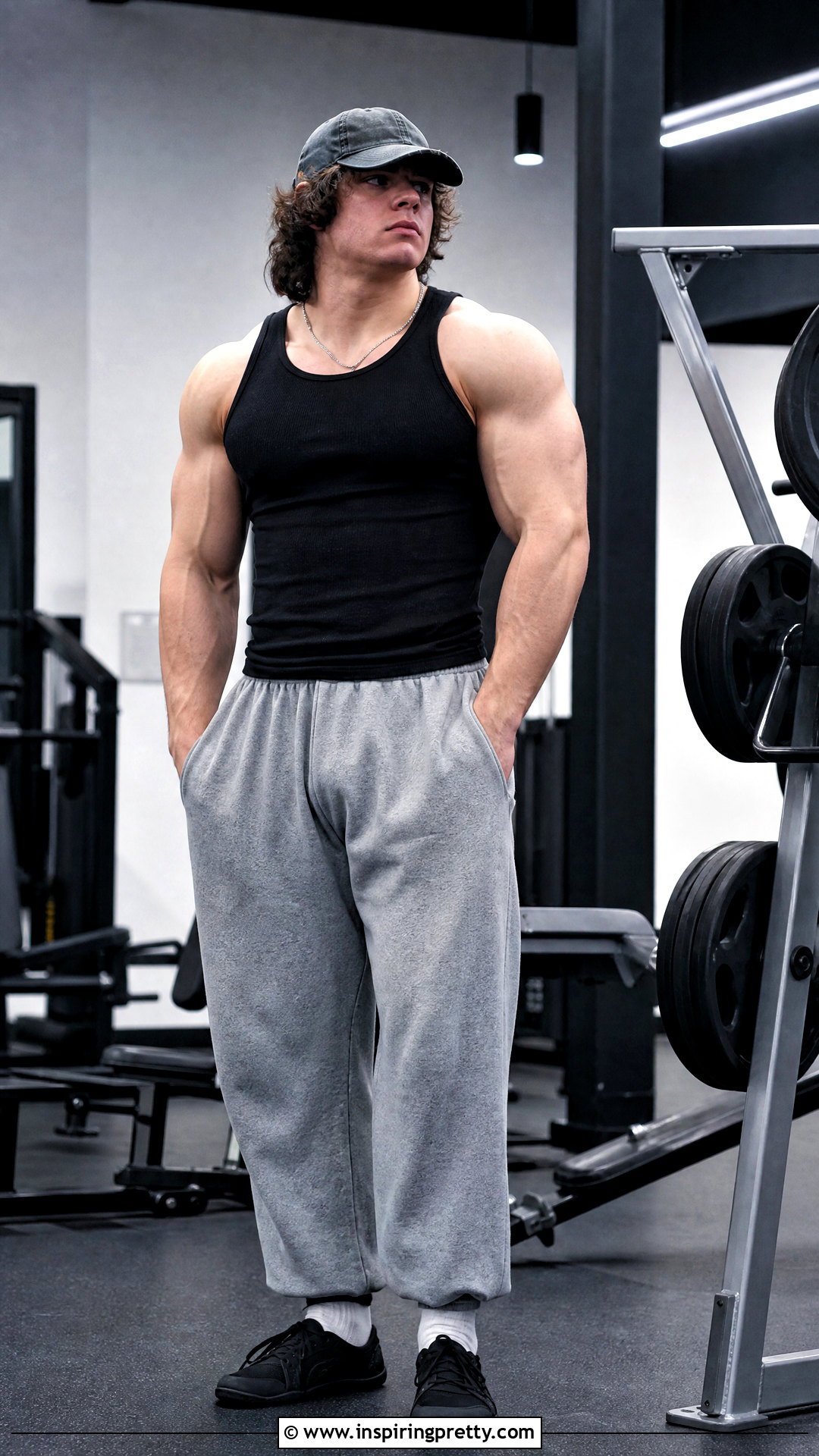 Sam Sulek Black Tank Top With Gray Sweatpants - 20 sam sulek tank top outfit ideas