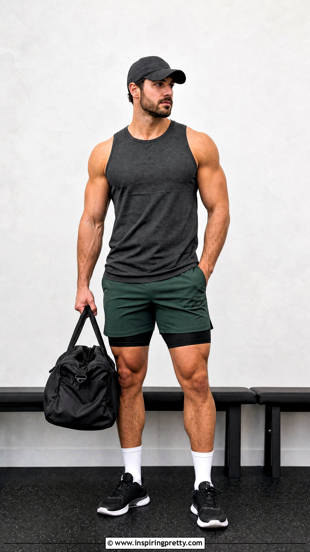 Sam Sulek Charcoal Tank Top With Green Shorts - 20 sam sulek tank top outfit ideas