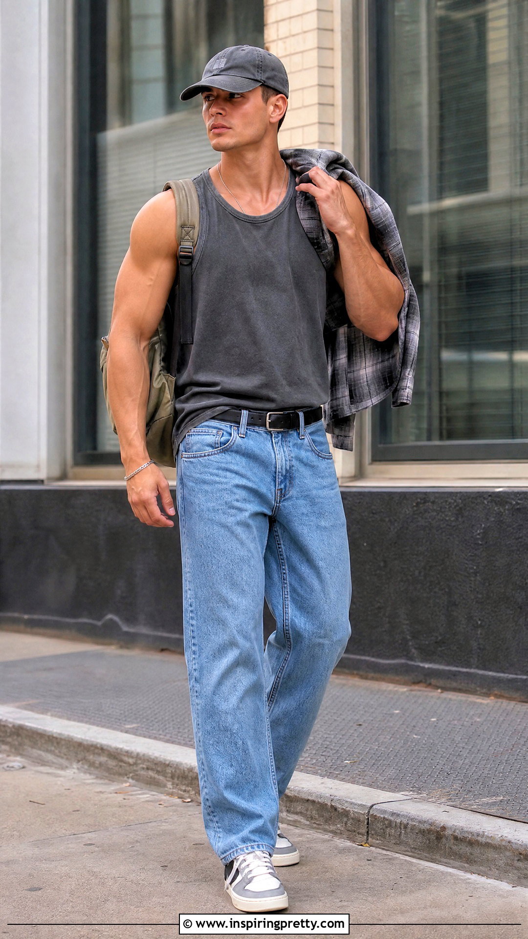 Sam Sulek Washed Tank Top With Loose Jeans - 20 sam sulek tank top outfit ideas