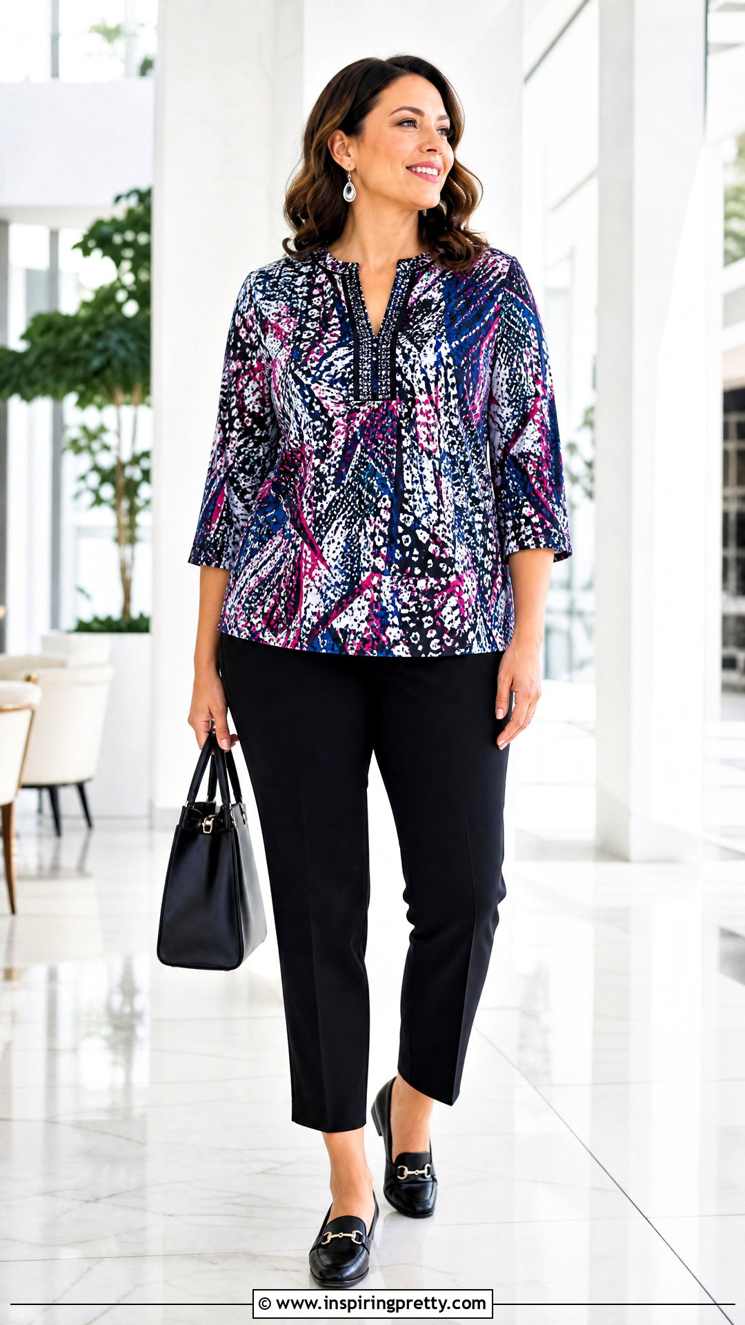 Sami And Jo Printed Top With Black Pants - 20 Sami And Jo Tops outfit ideas