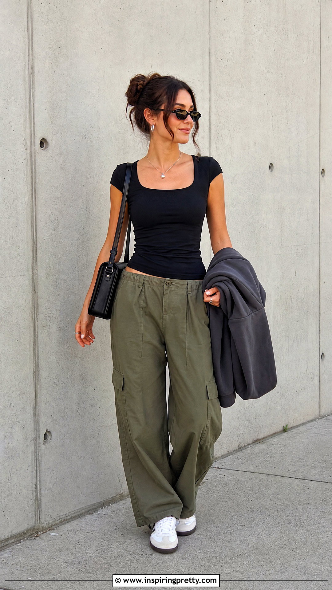 Sandra Top With Baggy Cargo Pants - 20 brandy melville sandra top outfit ideas