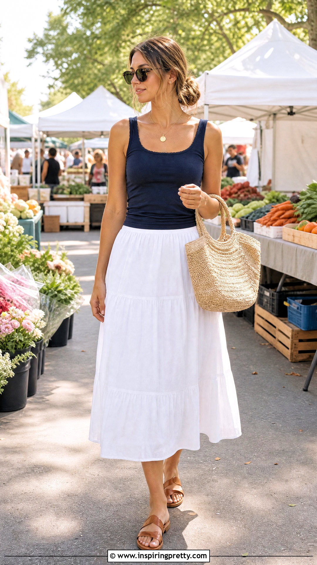 Sandra Top With White Midi Skirt - 20 brandy melville sandra top outfit ideas