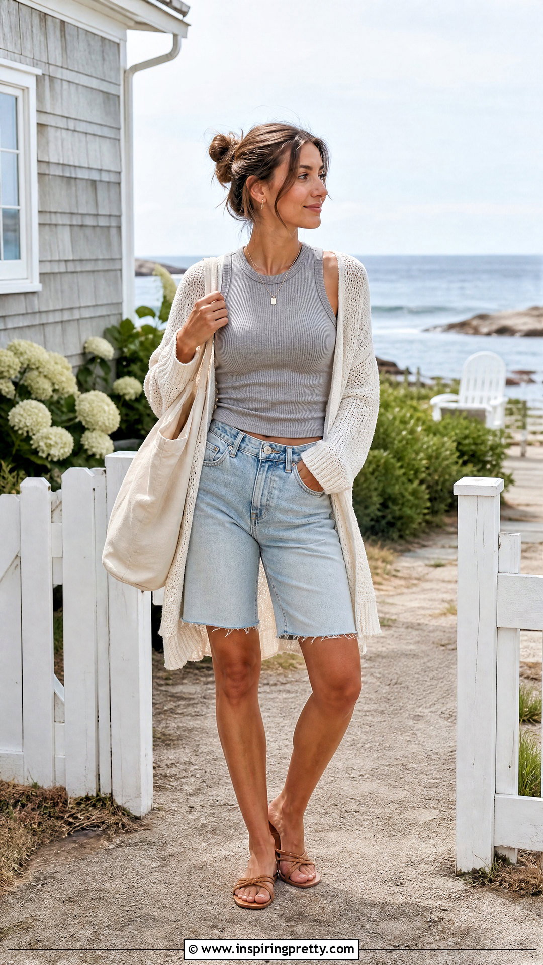 Sarah Cameron Grey Top With Knit Cardigan And Shorts - 25 Sarah Cameron Grey Top outfit ideas