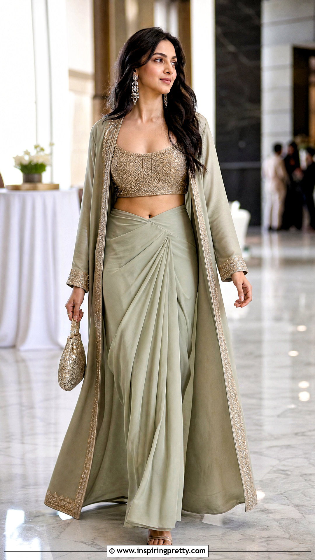 Saree Skirt And Crop Top With Long Jacket - 25 skirt and crop top from old saree ideas