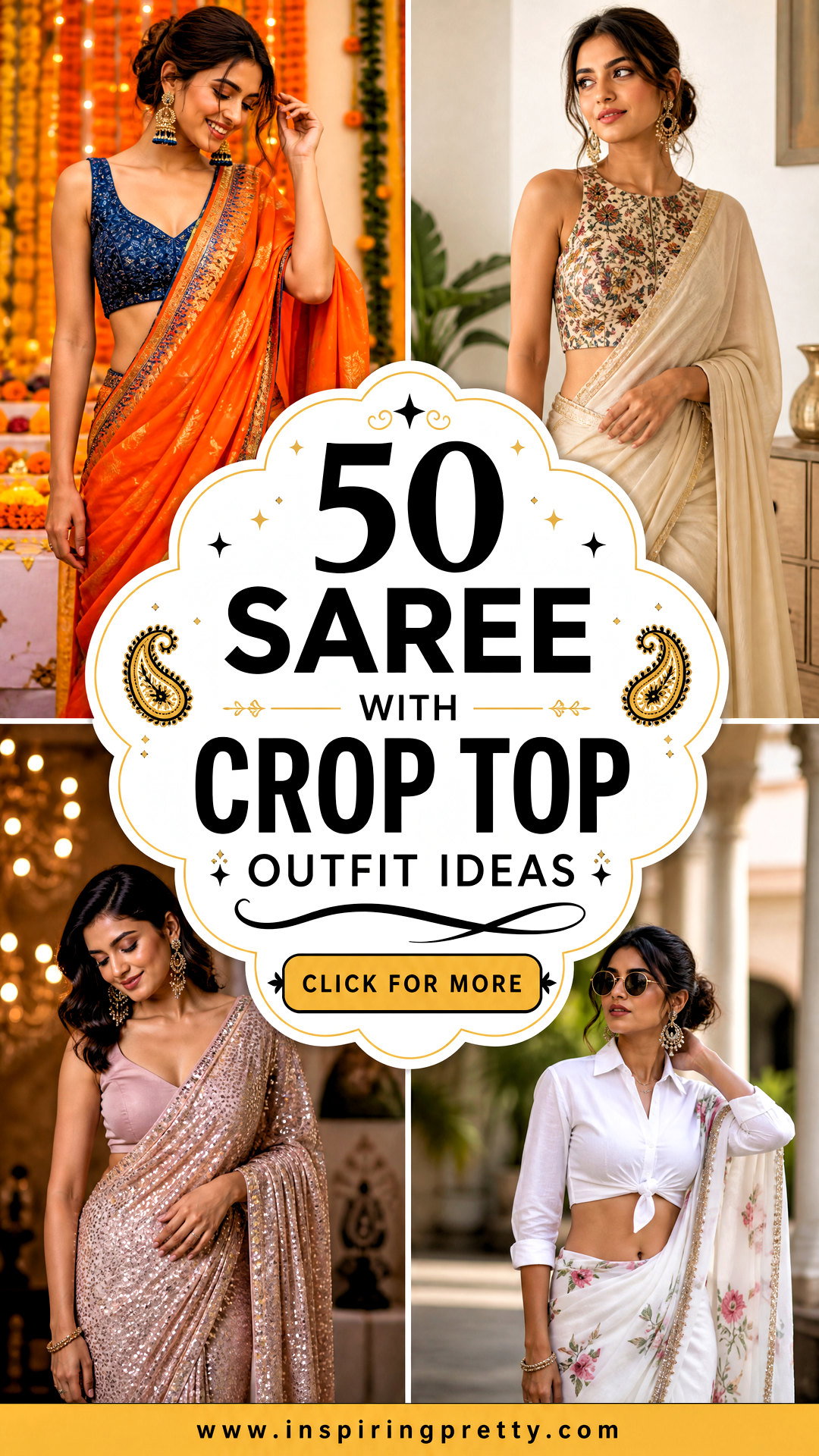 50 Saree With Crop Top Outfit Ideas for Modern Wedding Style - 50 Saree With Crop Top Outfit Ideas for Modern Wedding Style