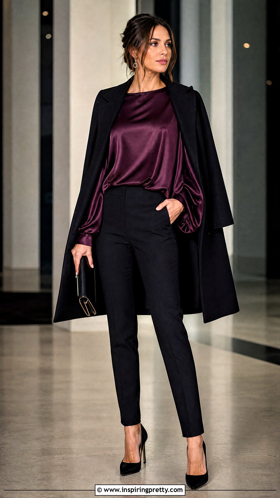 Satin Batwing Top With Slim Trousers - 50 satin tops for women
