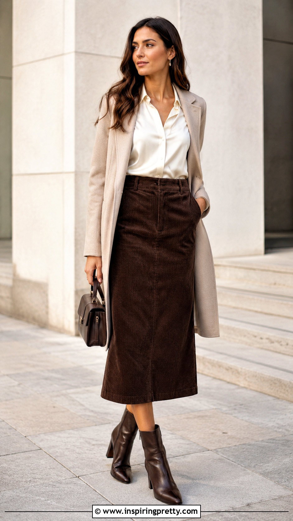 Satin Blouse And Corduroy Skirt Outfit - 25 tops to wear with corduroy skirts