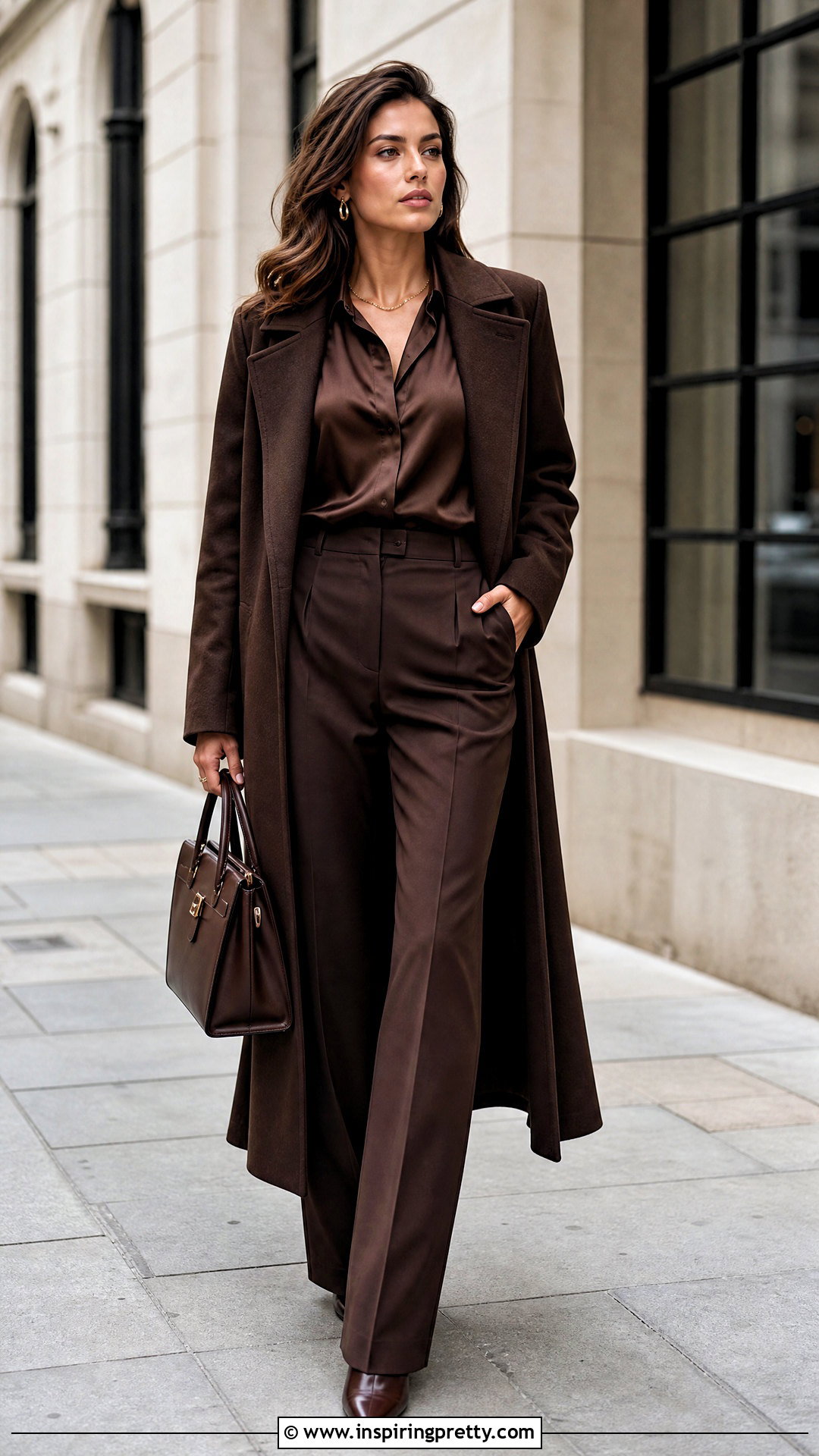 Satin Blouse With Monochrome Trousers And Coat - 50 classy satin tops blouses