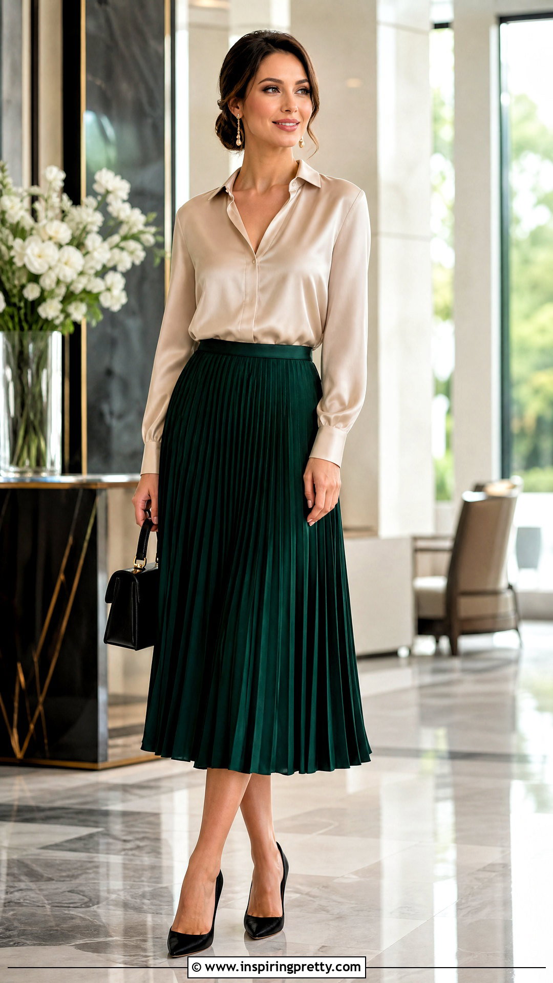 Satin Blouse With Pleated Skirt - what top goes with pleated skirt (20 ways)