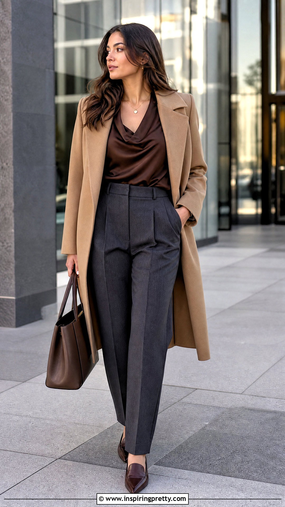 Satin Blouse With Tailored Trousers - 20 Stylish Tops For Fall Outfits