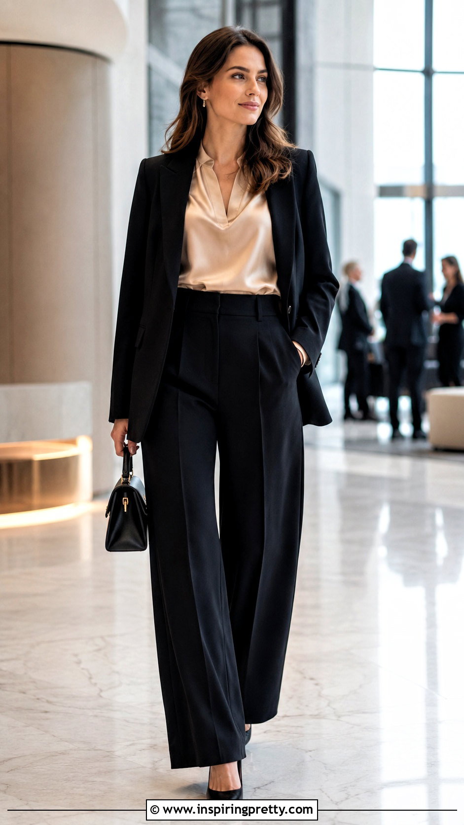 Satin Blouse With Wide Leg Trousers - 50 corporate tops blouses