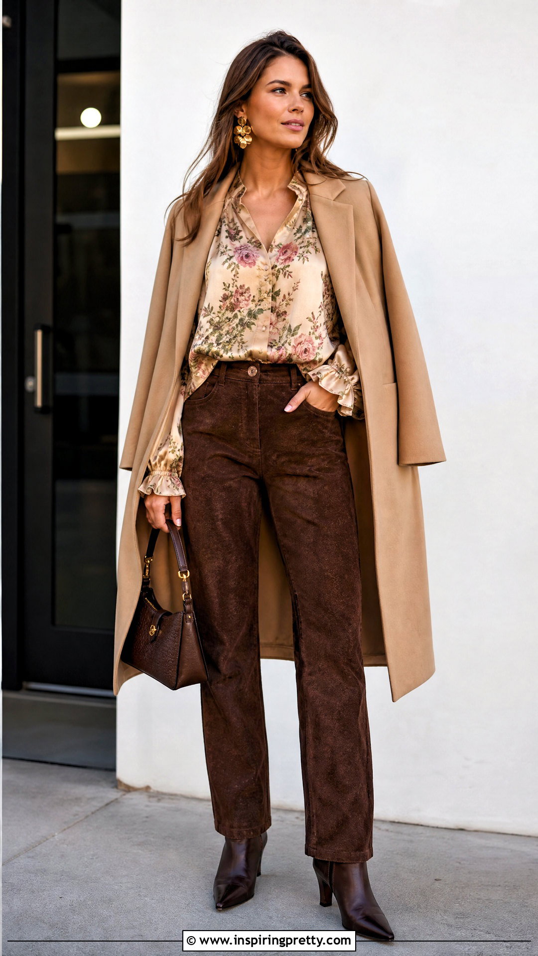Satin Boho Going Out Top With Suede Pants - 25 boho going out tops outfit ideas