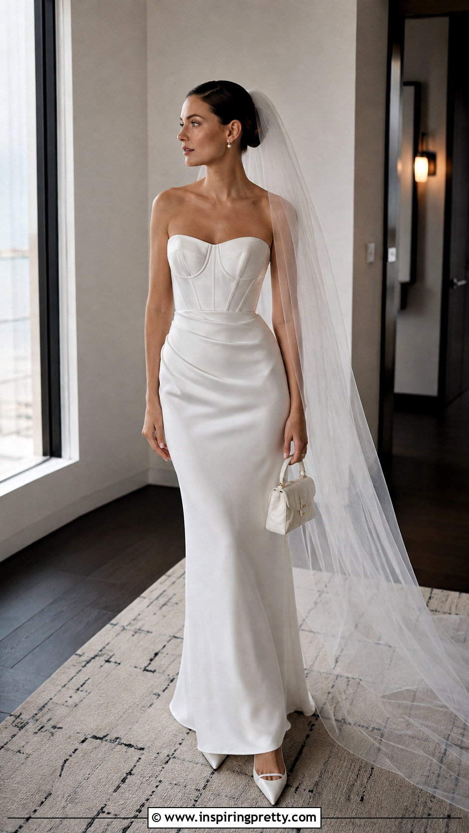 Satin Bridal Bustier Top With Column Skirt - 25 Bridal Bustier Top outfit ideas