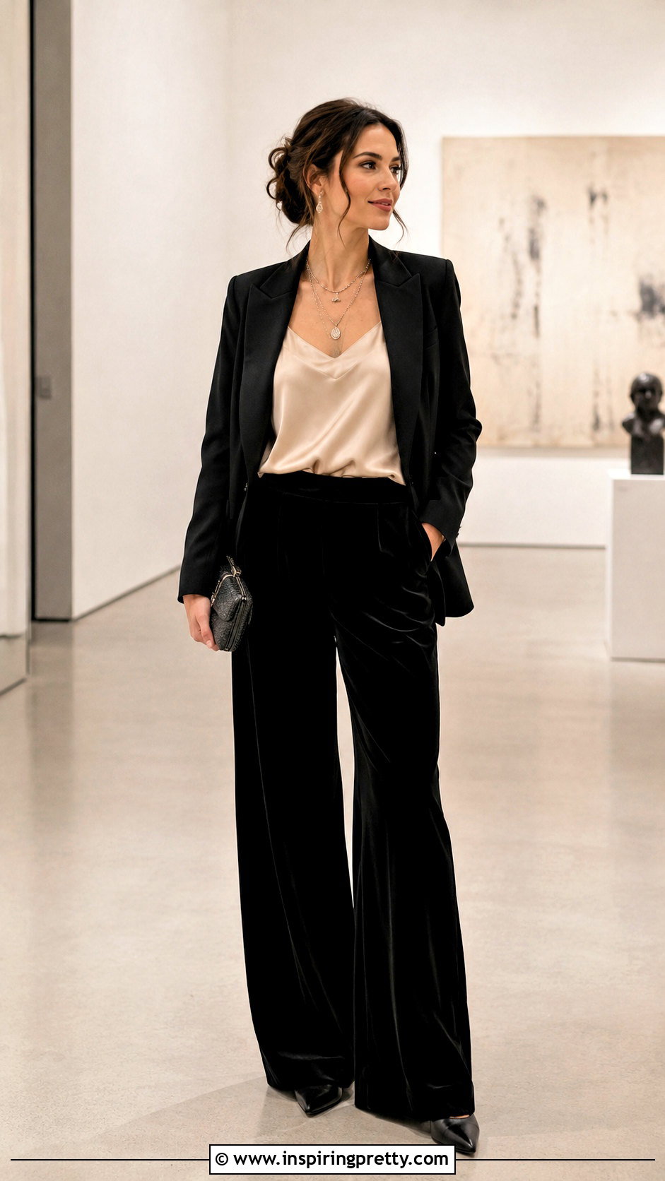 Satin Camisole And Blazer With Velvet Pants - 25 tops for velvet pants