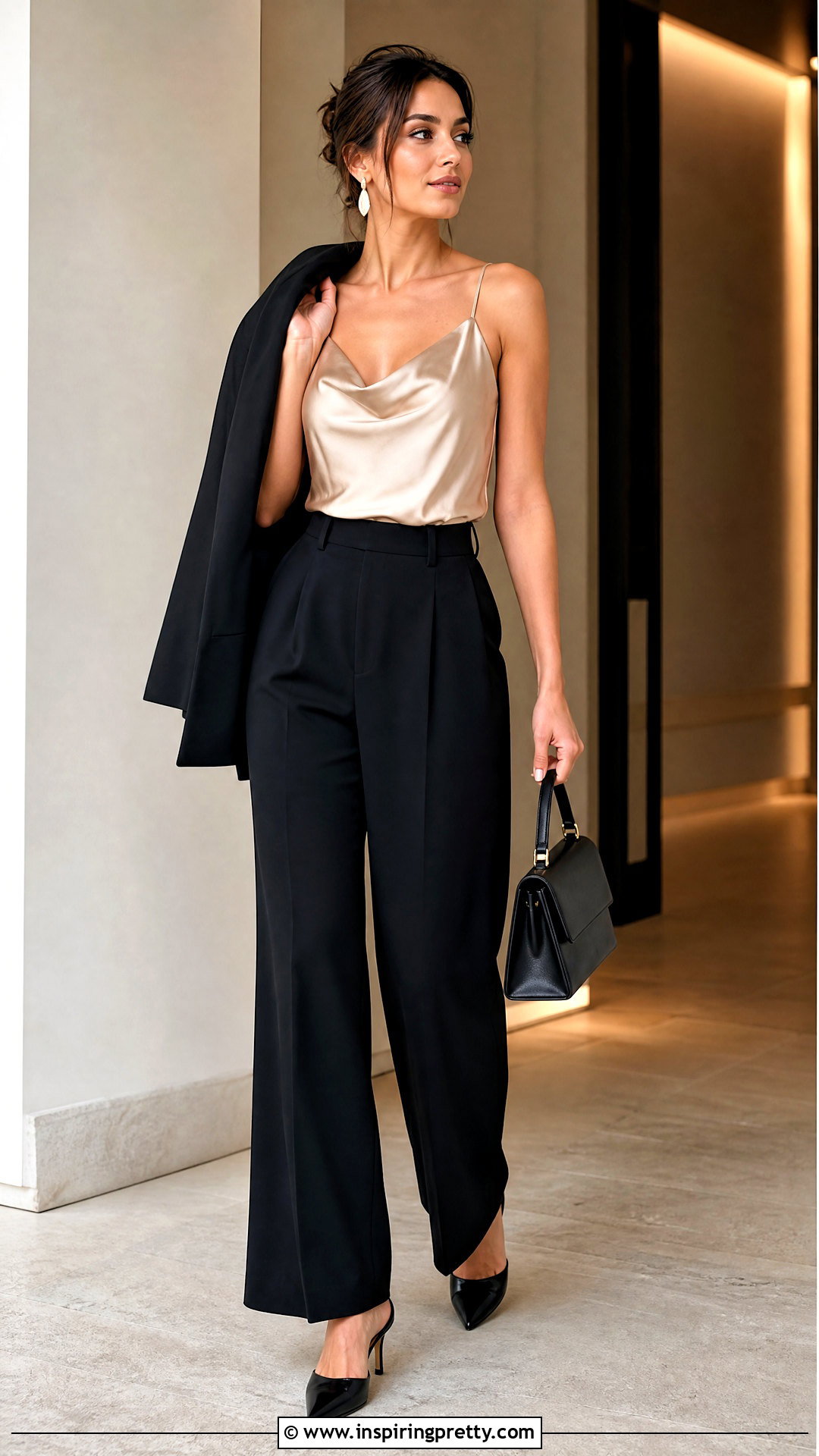 Satin Camisole Top With Black Trousers - 50 sleeveless tops for women