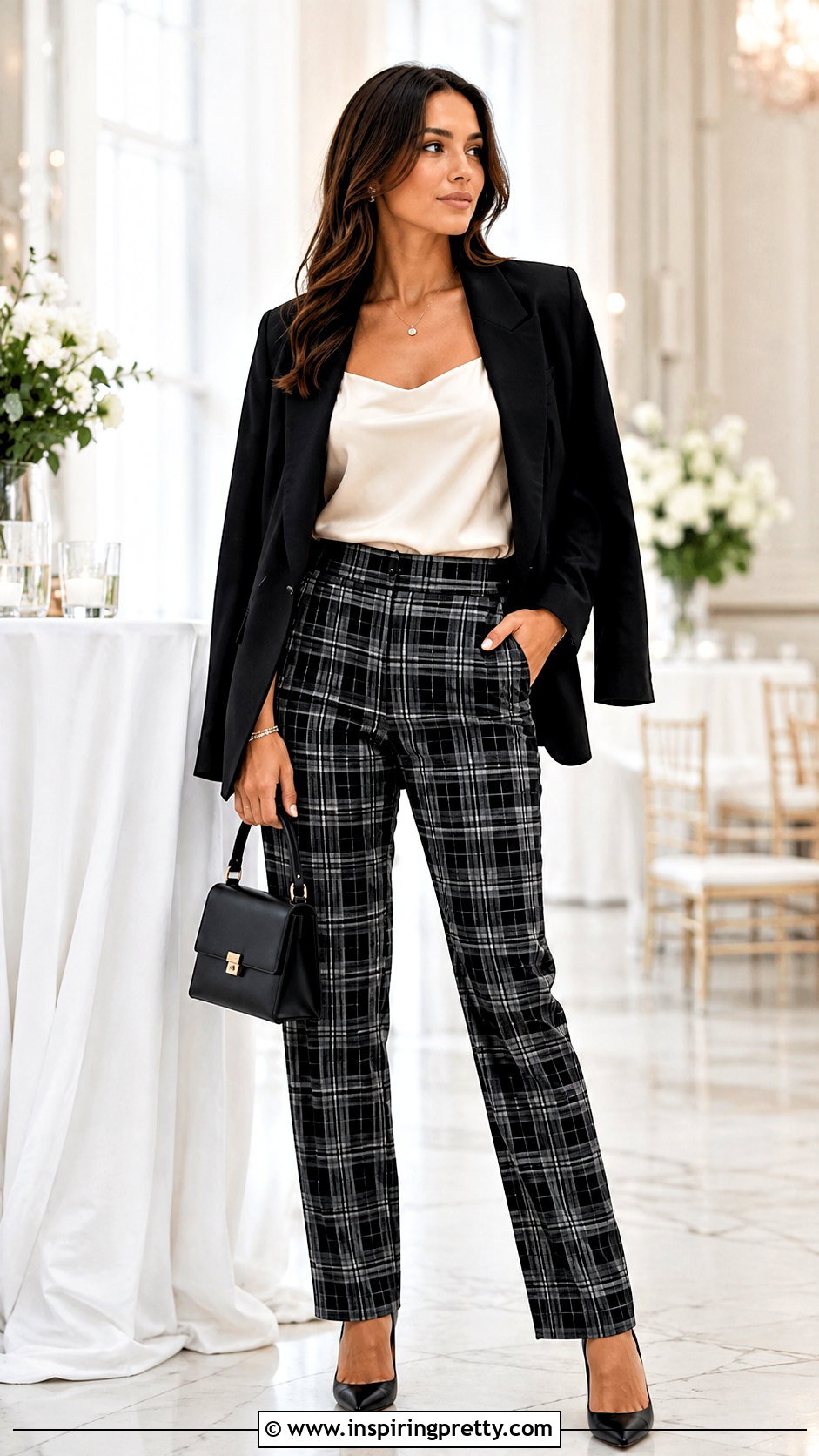 Satin Camisole With Plaid Pants - 25 tops to wear with plaid pants
