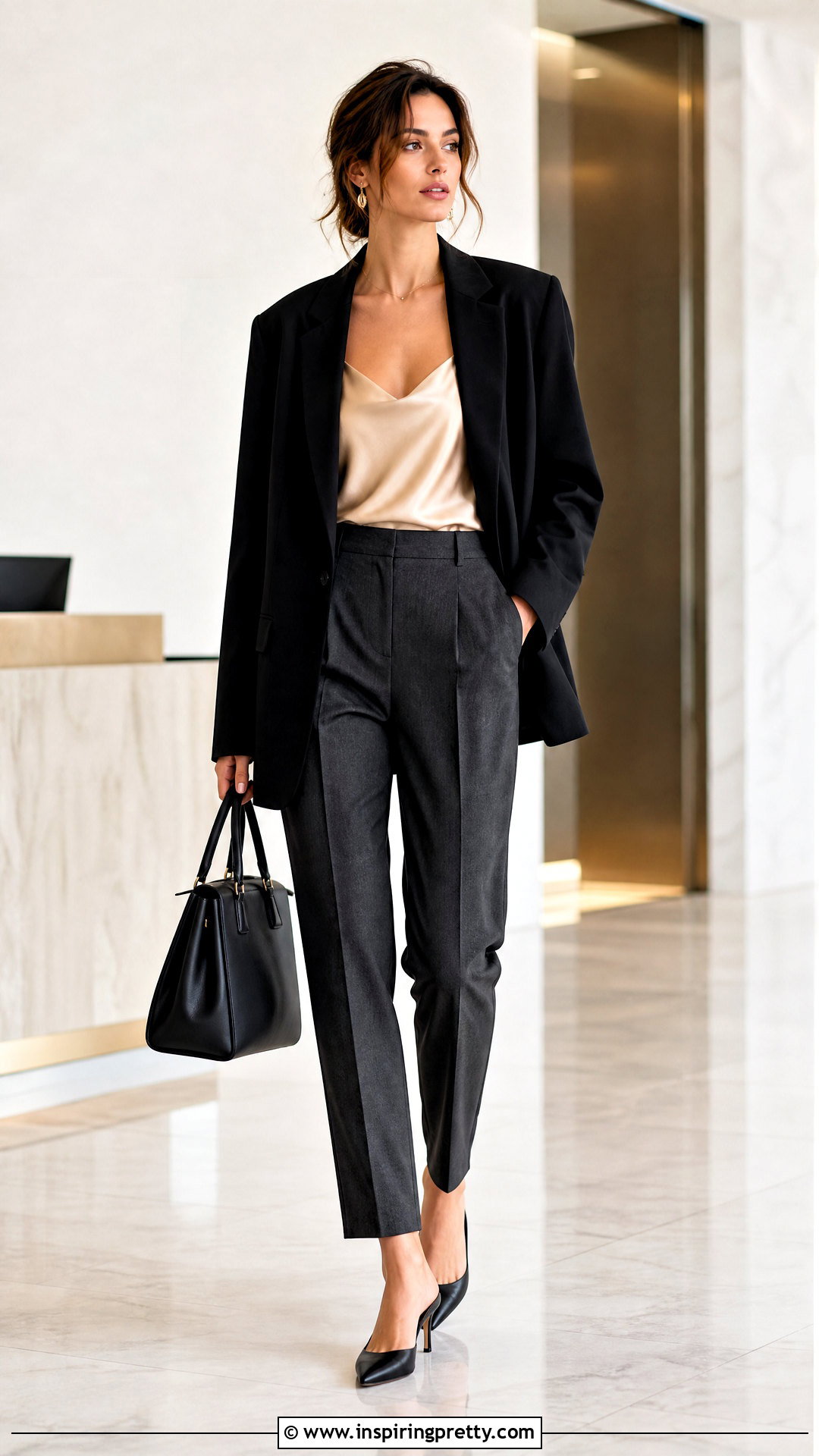 Satin Camisole With Tailored Trousers - 50 cool tops outfit ideas