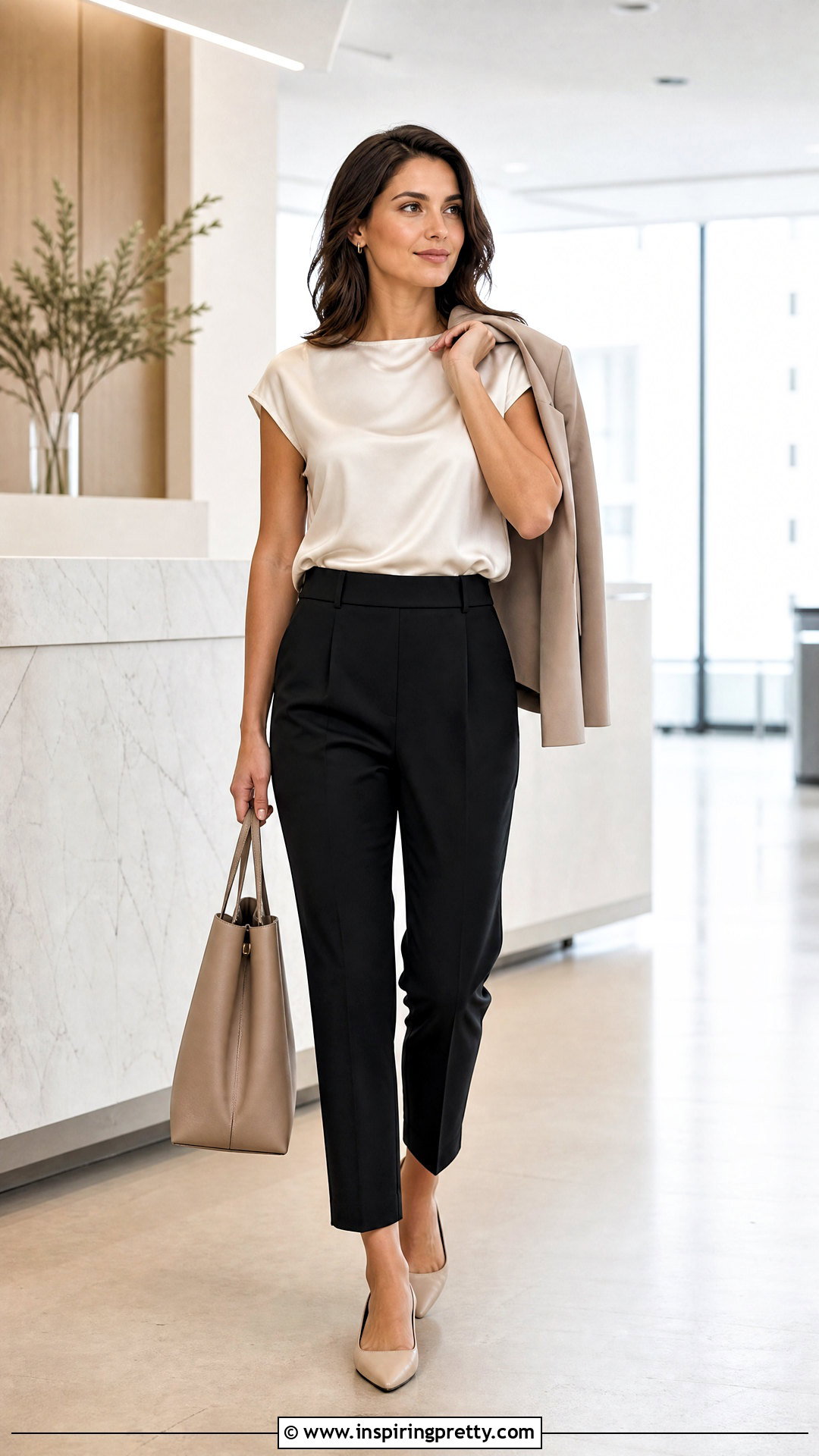 Satin Cap Sleeve Blouse With Cropped Pants - 50 satin tops for women
