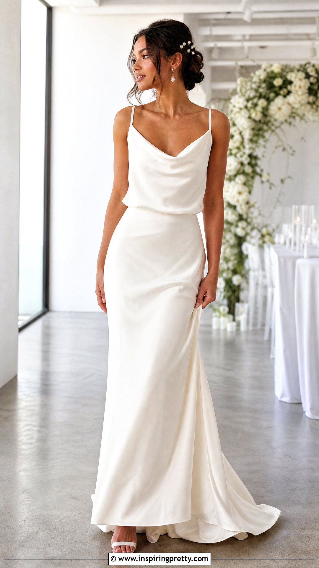 Satin Cowl Neck Bridal Top With Bias Cut Skirt - 20 bridal top separates