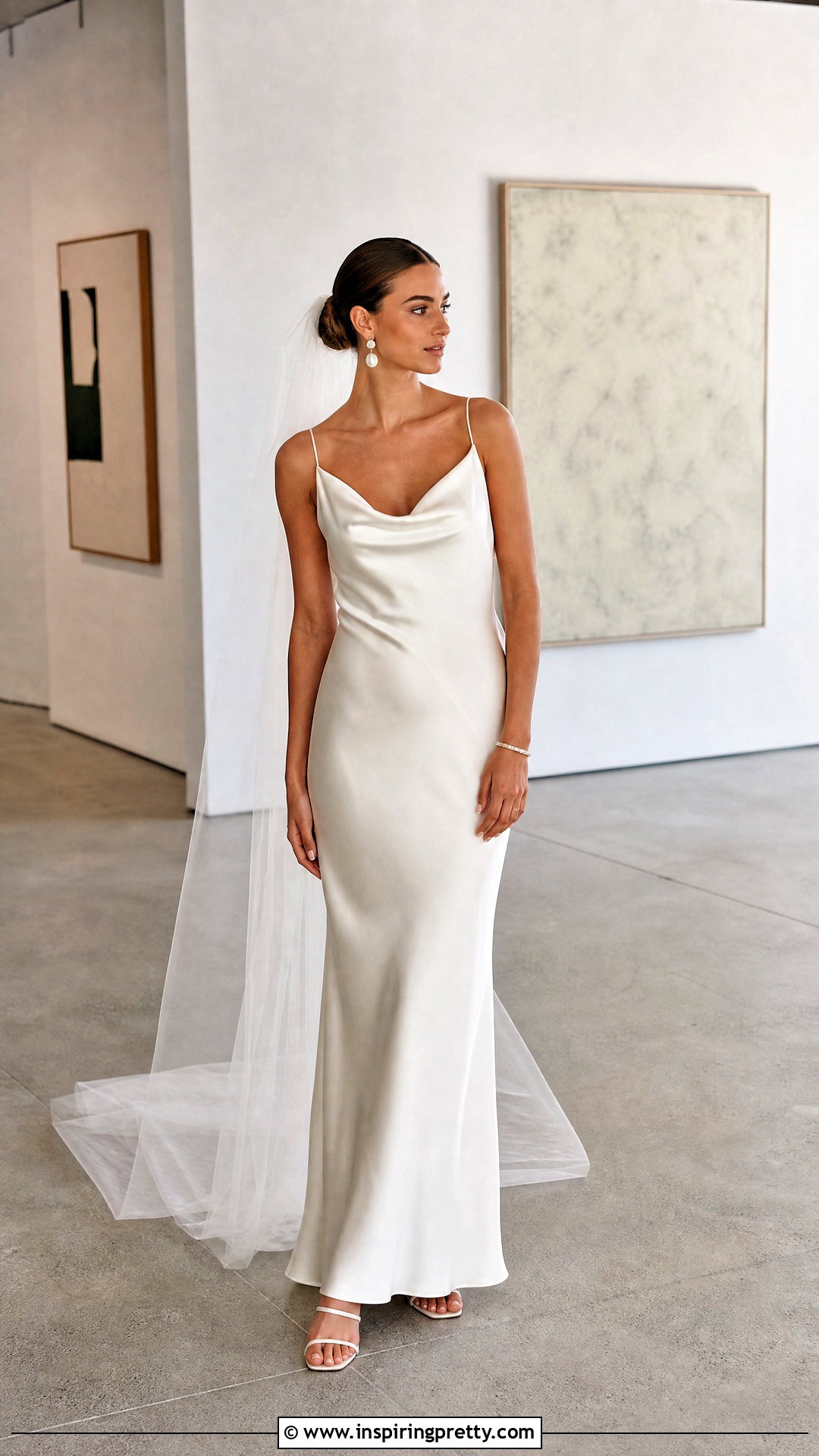 Satin Cowl Neck Top With Bias Cut Bridal Skirt - 20 bride skirt and top outfit ideas