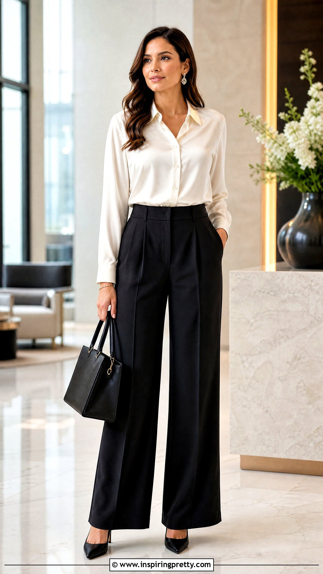 Satin Full Sleeve Top With Tailored Pants - 50 full sleeve tops for women