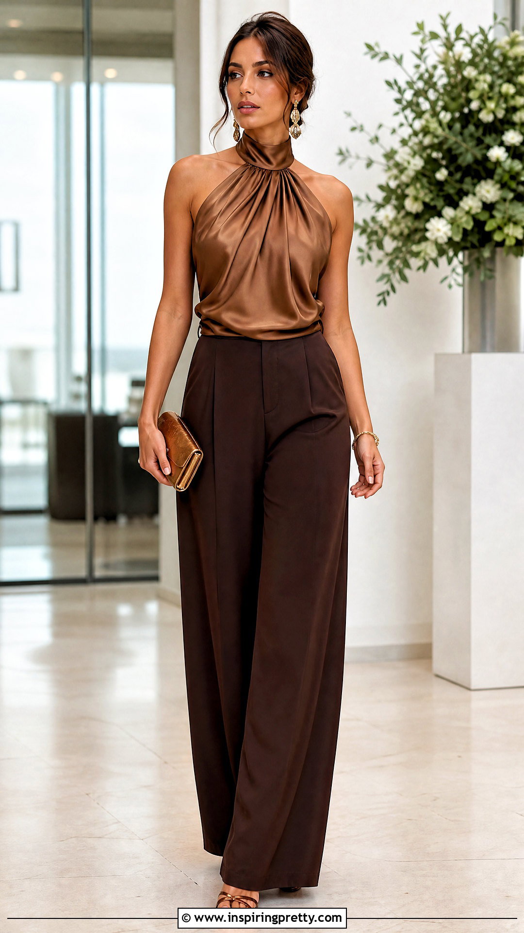 Satin Halter Top With Palazzo Pants - 50 trending tops for women