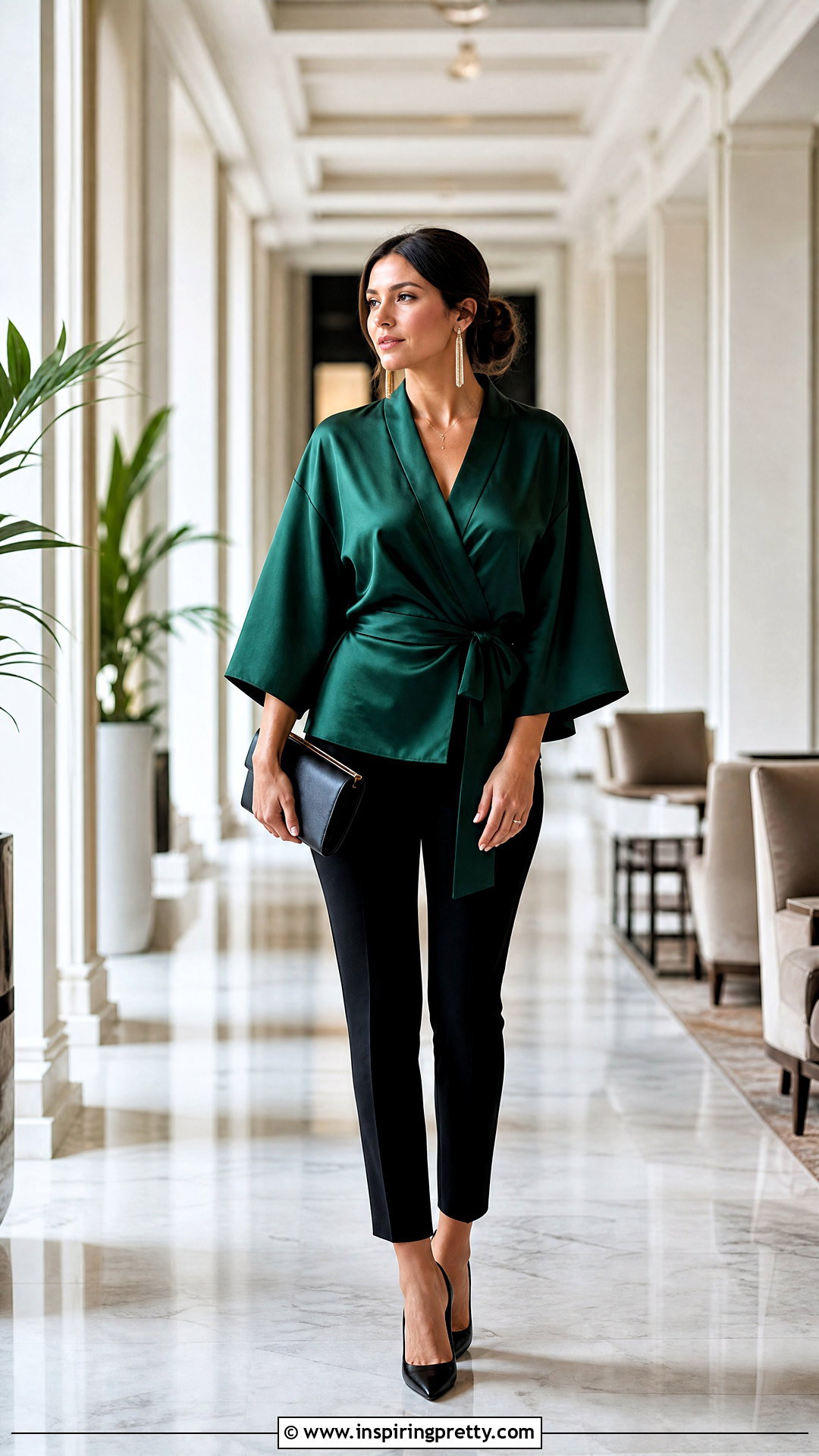 Satin Kimono Top With Slim Pants - 50 classy satin tops blouses