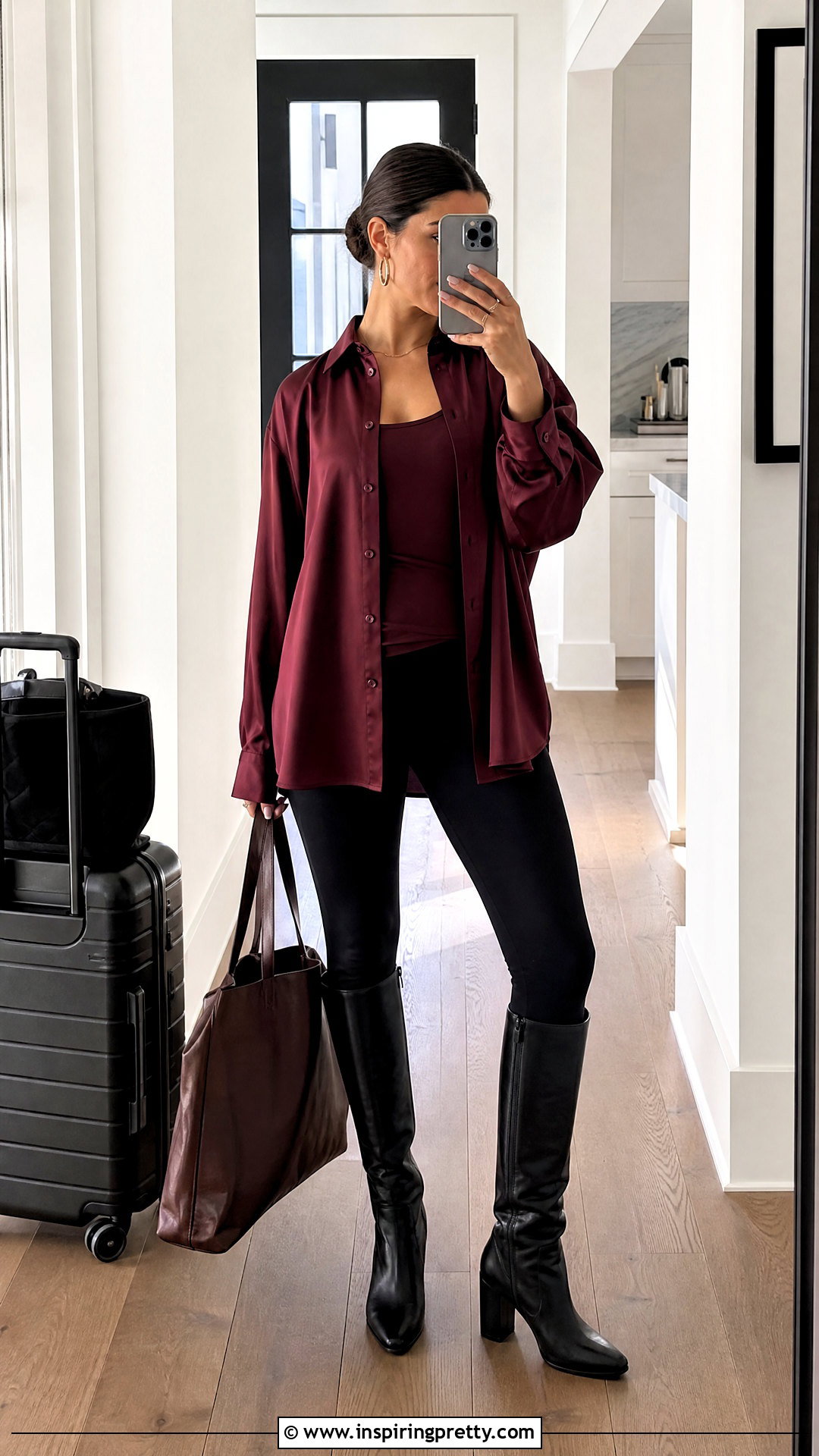 Satin Oversized Shirt With Leggings - 50 satin tops for women