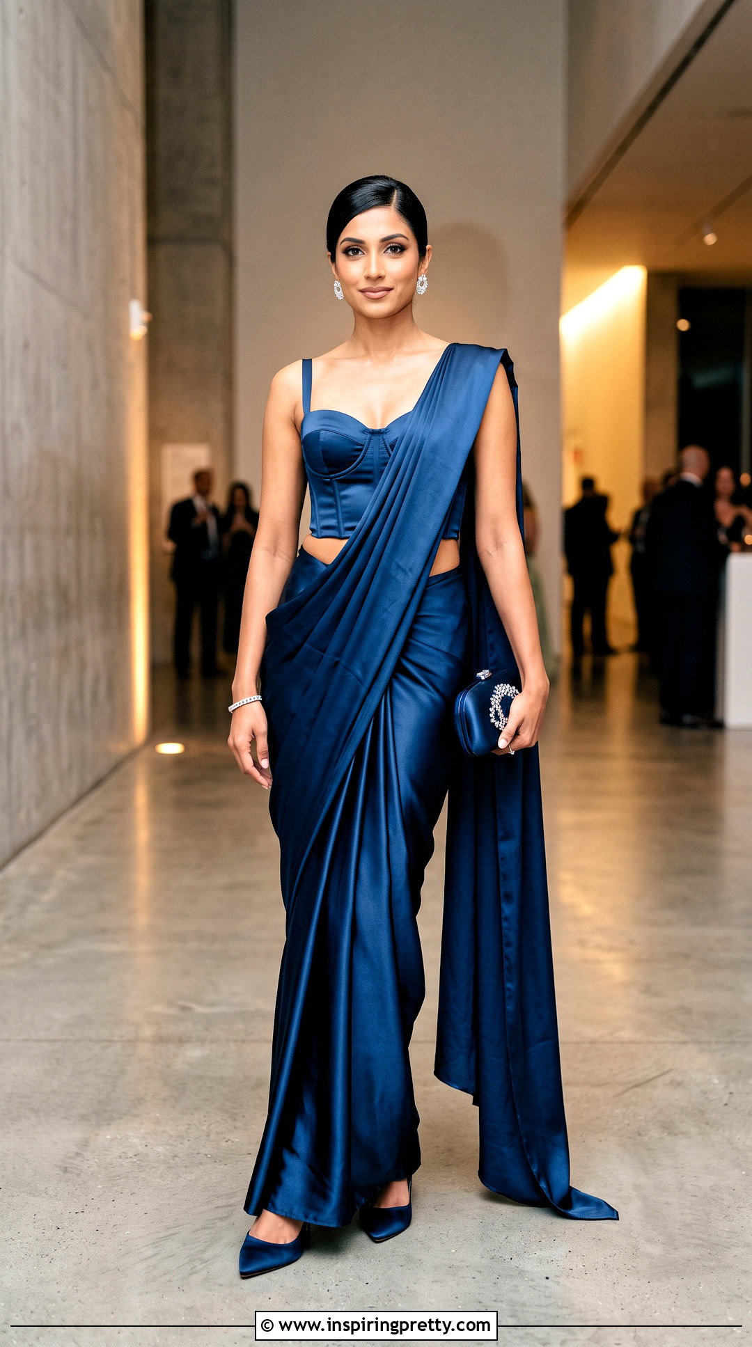 Satin Saree With Corset Crop Top - 50 saree with crop top outfit ideas