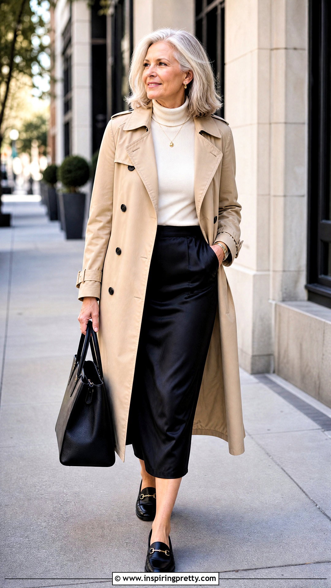 Satin Skirt And Trench Coat Outfit - 50 satin skirt and top outfit ideas