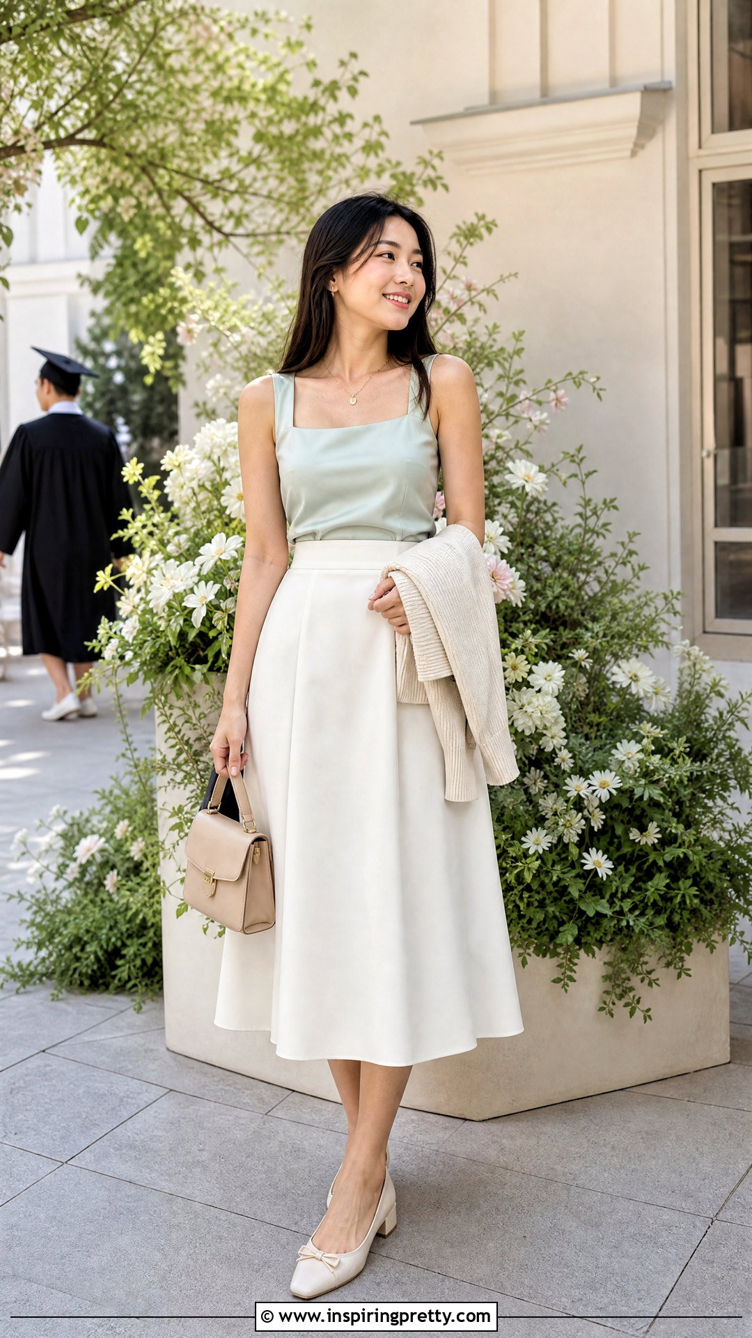 Satin Square Neck Top With A Line Skirt - 50 satin tops for women