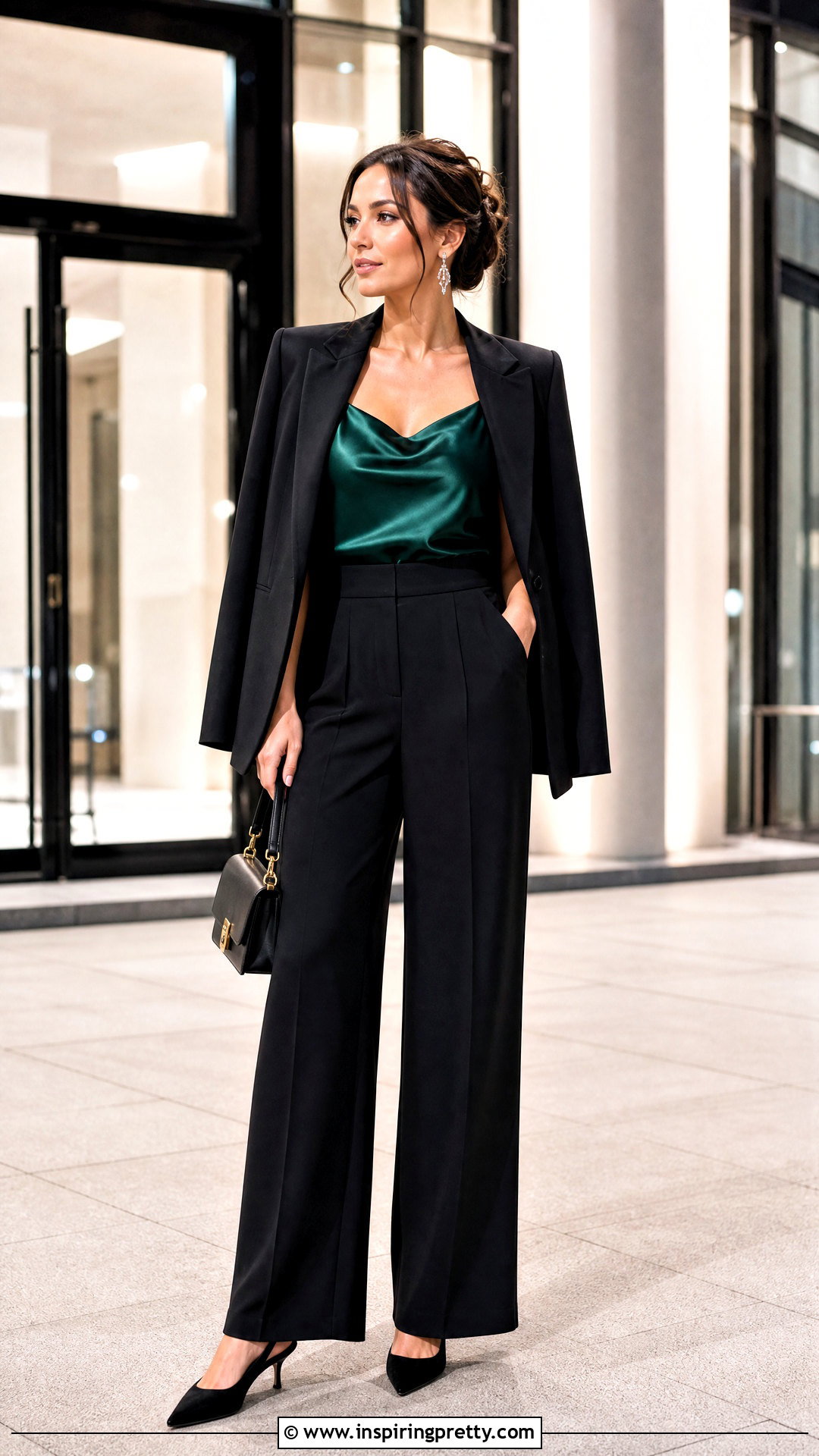 Satin Tank Top With Black Trousers - 50 outfits with tank tops