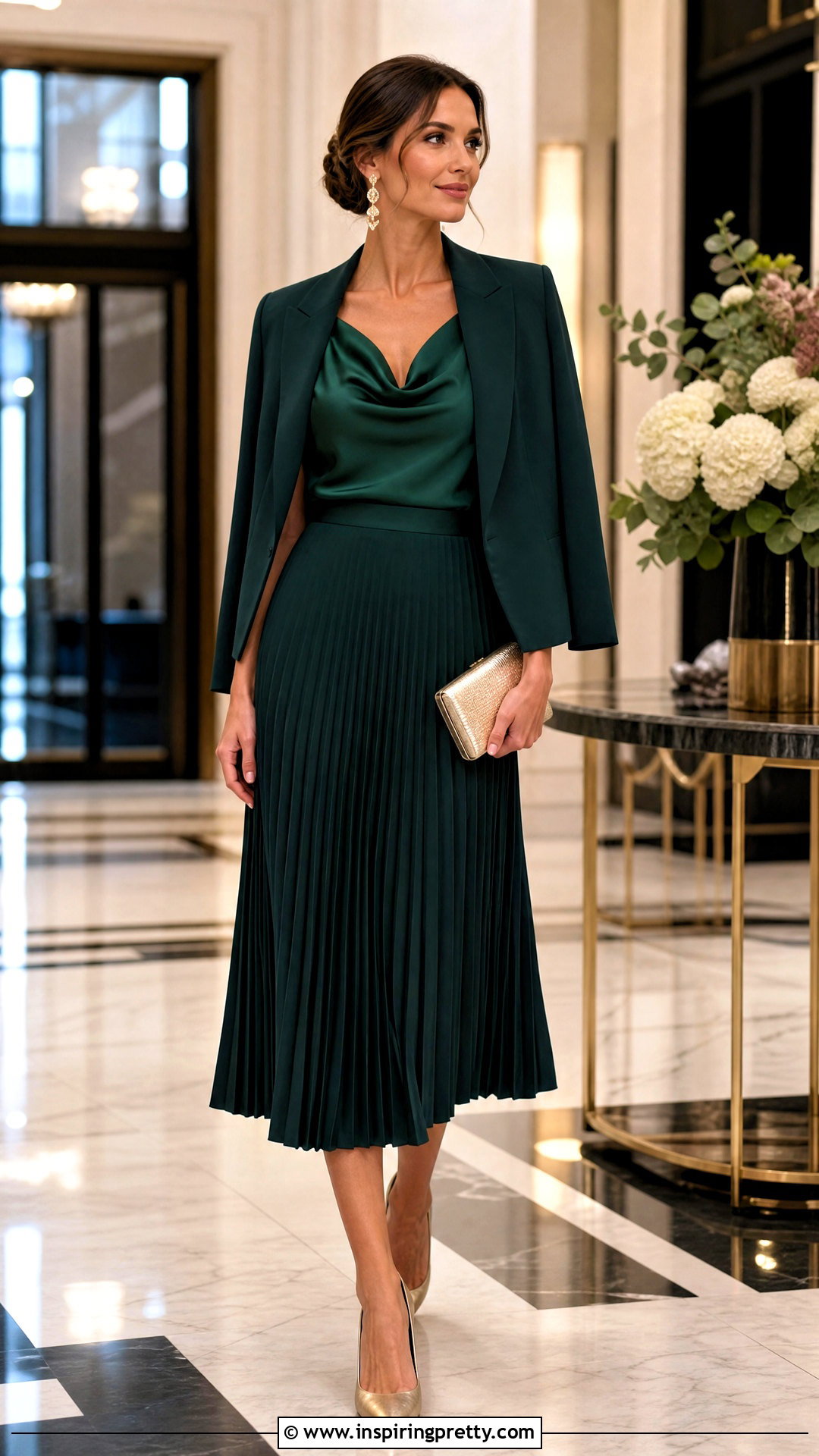 Satin Top And Pleated Midi Skirt Wedding Outfit - 20 Wedding Top And Skirt outfit ideas