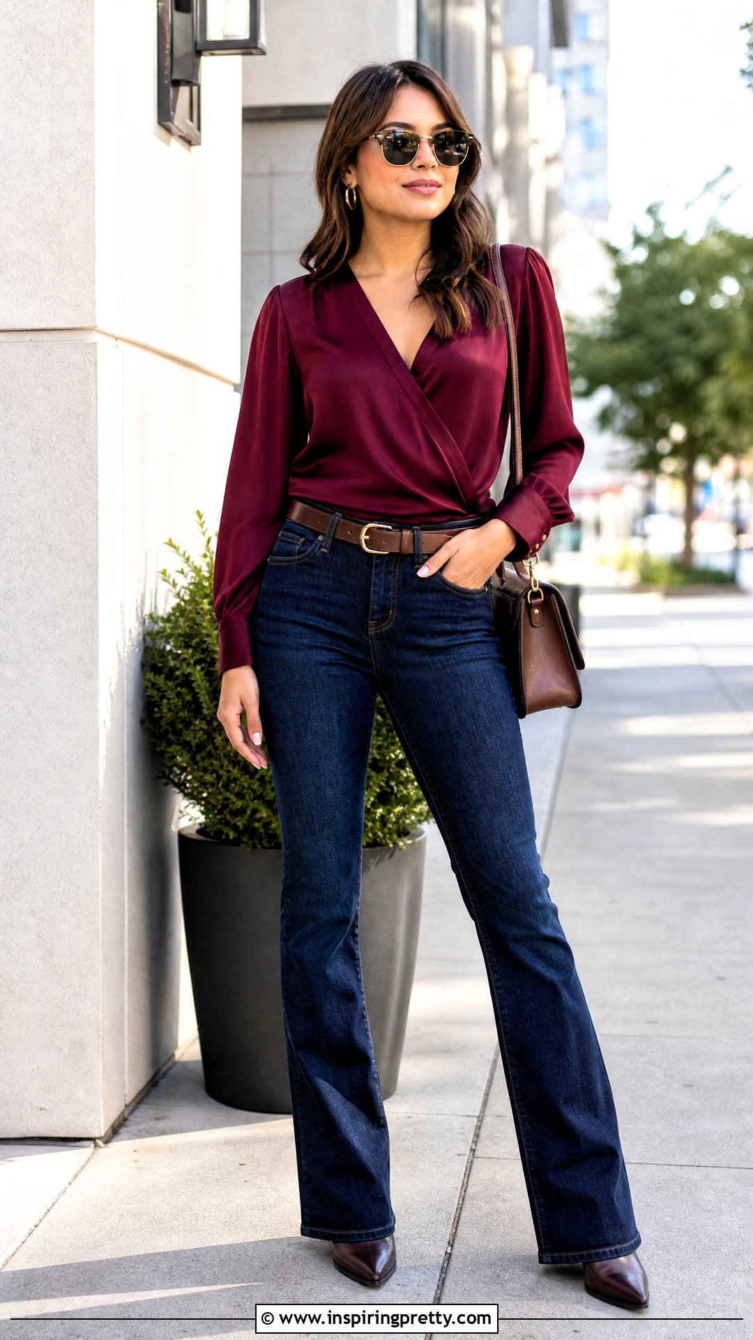 Satin Top With Bootcut Jeans - 50 satin top outfit classy ideas
