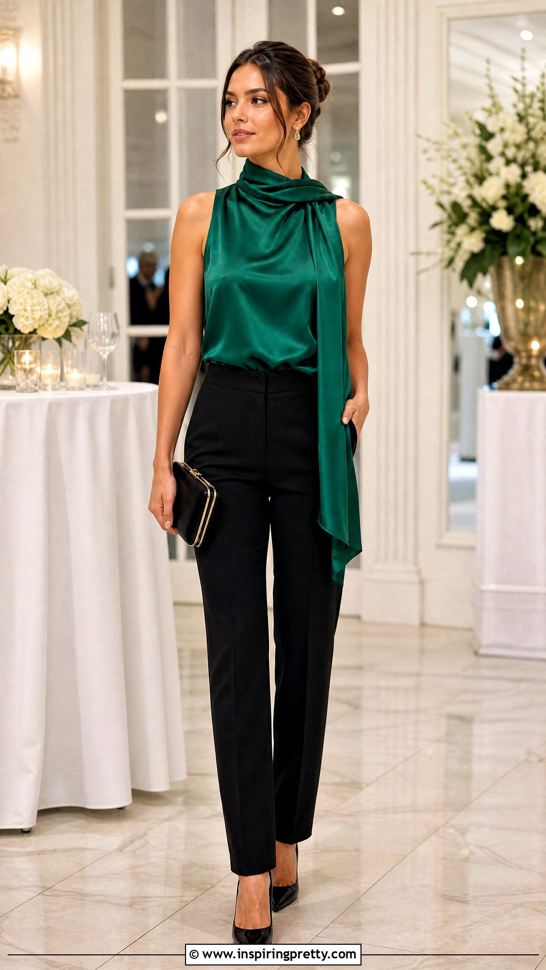 Satin Top With Matching Scarf Outfit - 50 top with scarf outfit ideas