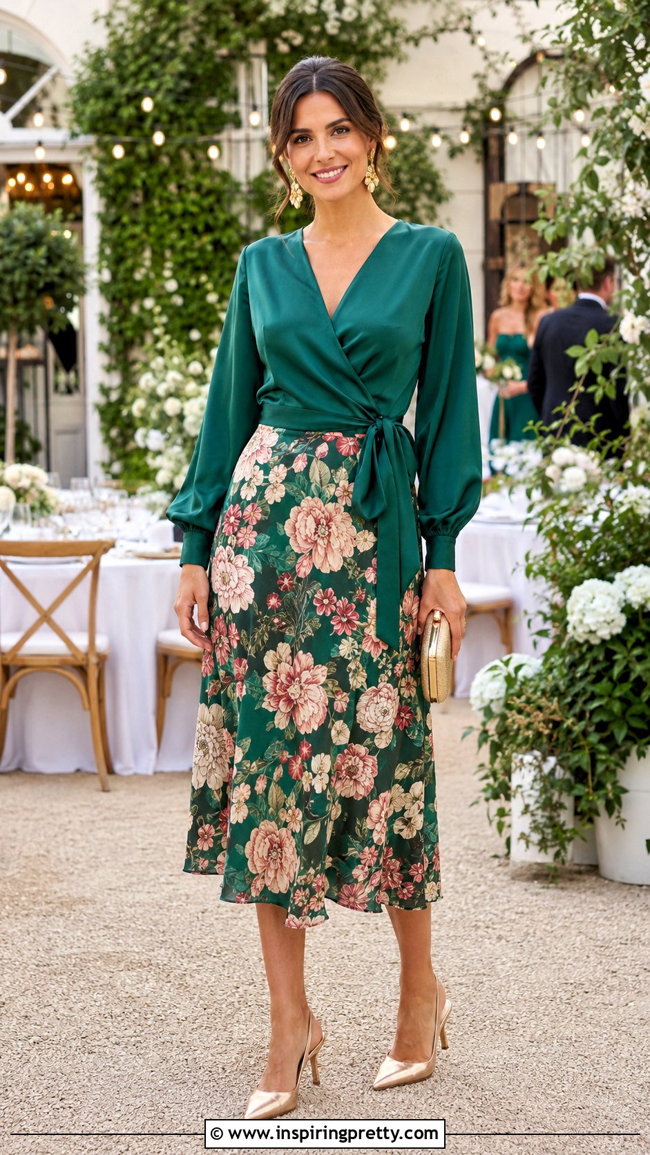 Satin Wrap Top With Midi Skirt For A Wedding - 50 wrap top outfit classy ideas