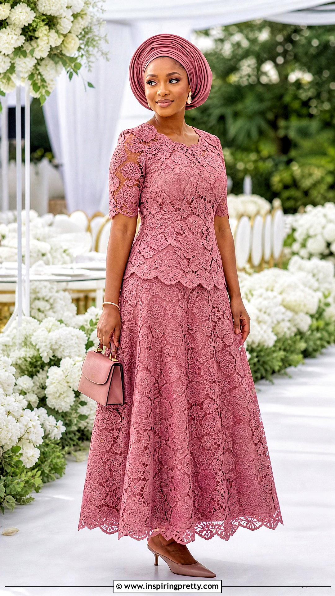Scalloped Lace Top And A Line Skirt - 50 skirt and top lace styles